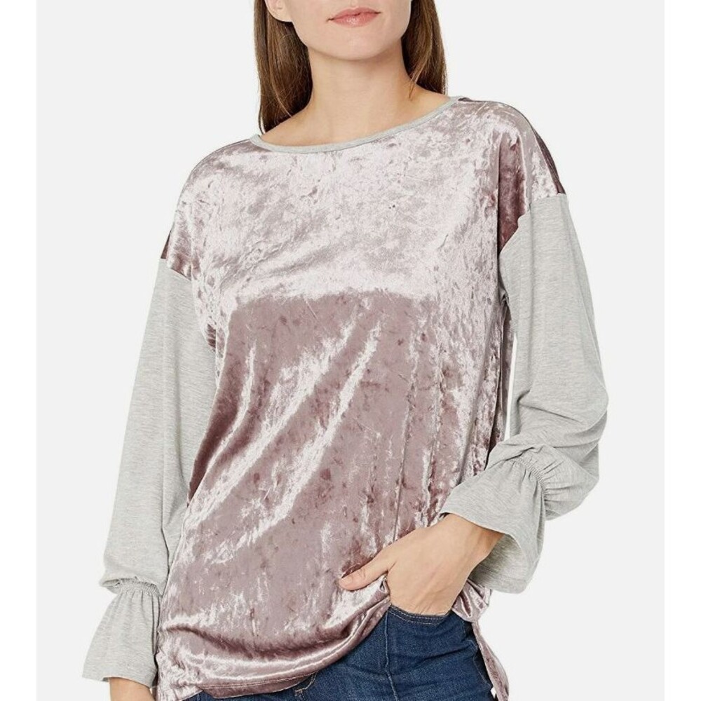 Lysse Womens Crushed‎ Velvet Tillary Top-Adobe Rose-Sz S-Boho-Feminine-Romantic